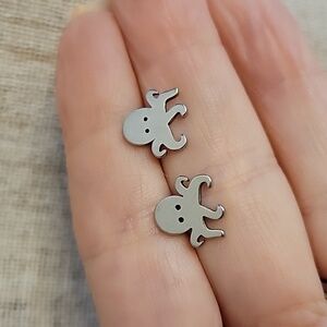 Silver Octopus Stud Earrings